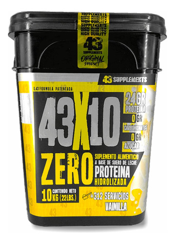 43 Proteina Zero Hidrolizada 10 Kg Vainilla 43 Supplements