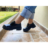 Zapatos Mujer Agujeta Negro Charol Tipo Escolar Niñas Casual