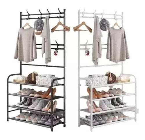 Organizador Multifuncional Rack Zapatero Perchero 4 En 1