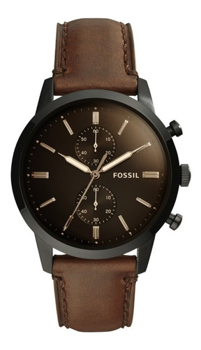 Reloj Fossil Fs5437 De Cuero Color Café Para Hombre