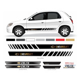 Kit Adesivos Chevrolet Celta Faixa Lateral Sport + Soleira