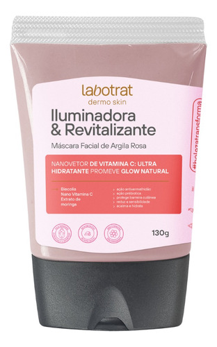 Máscara Facial De Argila Rosa Labotrat 130ml Iluminadora