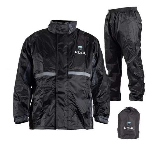 Impermeable Motociclista Kohl Negro Liso Completo Moteros