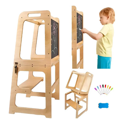 Torre De Aprendizaje Montessori Plegable Con Tablero Dibujo | Envío gratis