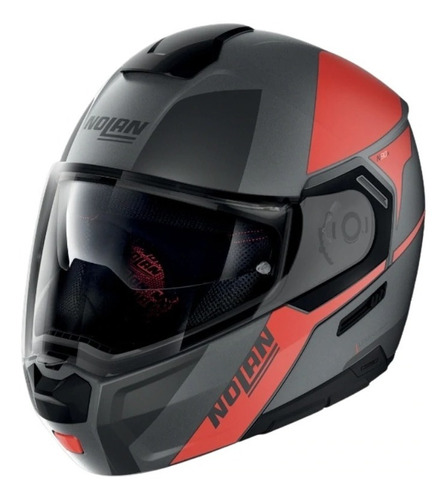 Casco Abatible Nolan N90-3 Wilco 29 Gris Mate/rojo