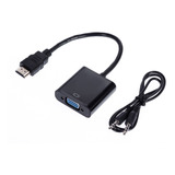 Cable Convertidor Hdmi A Vga + Aux 3.5cm Para Tv Pc Laptop Color Negro
