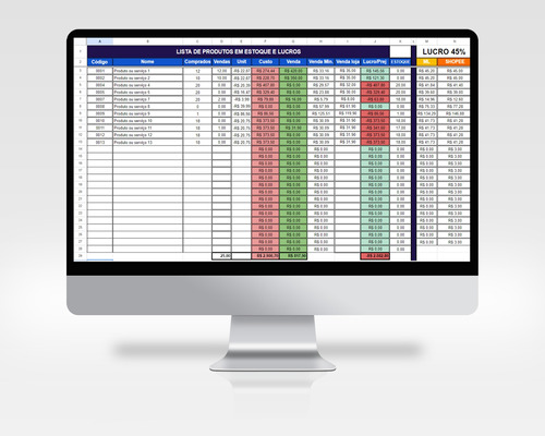 Planilha Estoque Controle De Lucros E Perdas Em Tempo Real