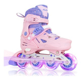 Patines Roller Luces De Niña Ajustables + Kit De Proteccion