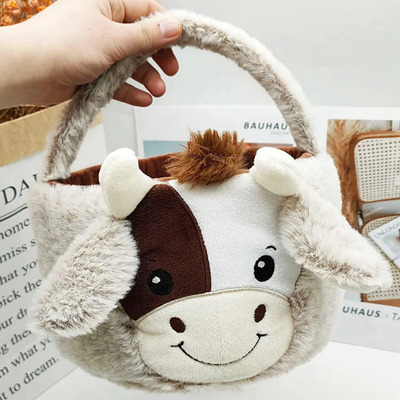 Cesta De Vaca Para Pascua Con Orejas Y Huevos De Caza Regalo