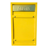 Caixa Correio Carta Portão Aço Grade/embutir Amarela Grande