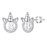 Pendientes De Unicornio Para Niñas, Plata De Ley S925, Chapa