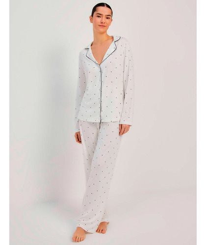 Pijama Longo Feminino Hering De Inverno Estampado Com Botões