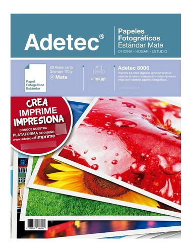 Papel Fotográfico Inkjet Mate Carta 170gr X 20 Hojas - 8006