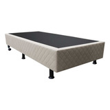 Base Box Para Cama Solteiro 88x188cm Liz Suede Bordado Cor Bege