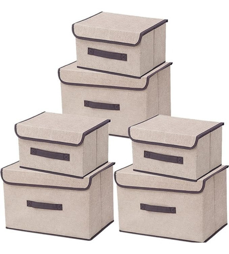 Caja Cajon Almacenamiento Tela Plegables Recamara Sala 6 Pcz