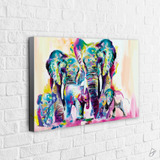 Cuadro Moderno En Tela Canvas Familia De Elefantes