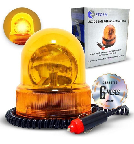 Luz De Emergência Sinalizador Amarelo 12v Giratório Giroflex