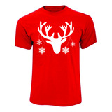 Camisetas Navideñas Venado Reno Navidad Familia X 1 Und Rojo