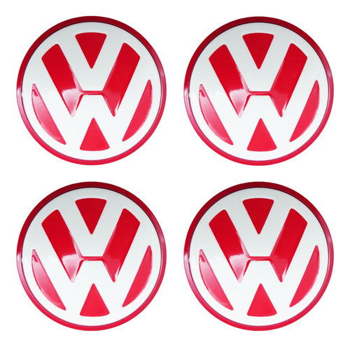 4 Centros Rin Vw 65mm Tiguan Bora Jetta Golf Mk6 Rojo 15-19