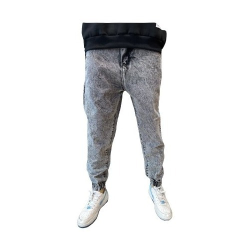 Pantalon Jogger Jean Mom Gris Nevado Hong Kong Liso Hombre