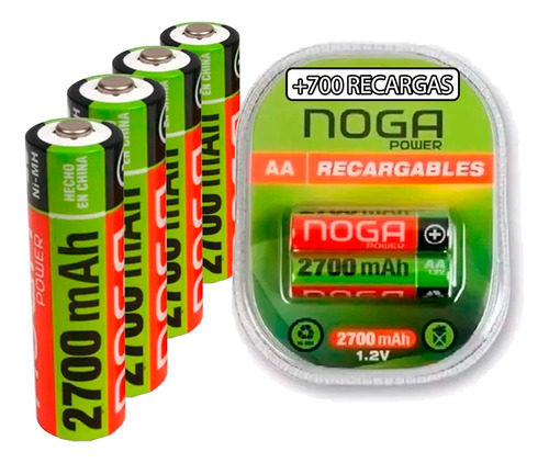 Pilas Aa Recargables Por 4 Unidades 2700mah Noganet Pcreg