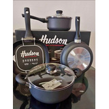 Batería Hudson Negro Juego De Cocina Set Ollas Teflón Doble 