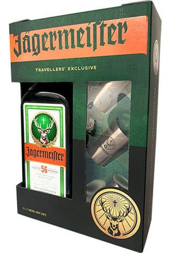 Jagermeister 1 Litro + 3 Vasos Shots Original