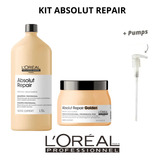 Kit Absolut Repair Loreal Shampoo 1,5lt + Máscara Golden 500