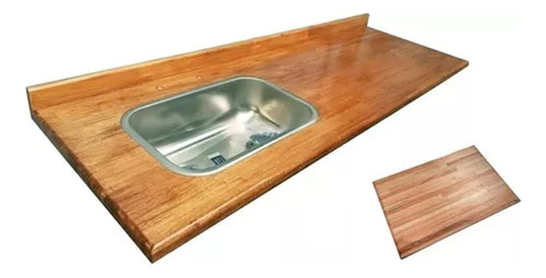 Mesada 160x60 Madera Eucalipto Bacha Simple Johnson + Tabla 