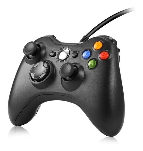 Controle Com Fio Xbox 360 Pc Slim 1,90 Metros Preto