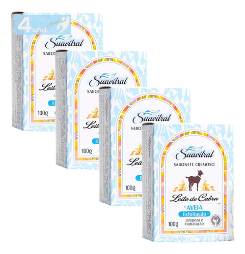 Kit 4 Sabonete Leite De Cabra E Aveia Suavitrat 100g