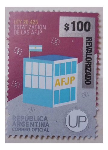 Estampilla Revalorizada $ 100 2023 U.p. Afjp. Mint
