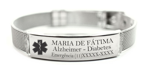 Pulseira Identificação Idosos Alzheimer Autista Casal