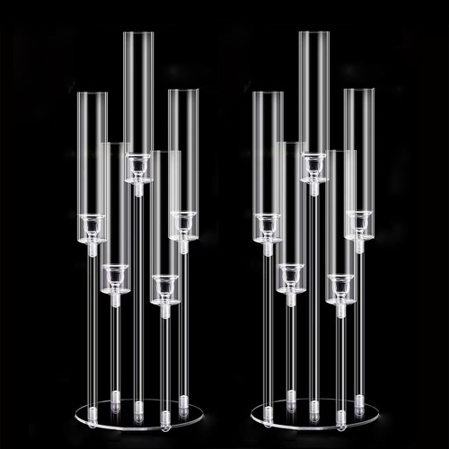 2 Centros De Mesa De Acrílico Para Candelabros, Cristal Tran