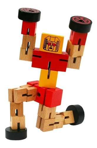 Robot Transformer De Madera Articulado Motricidad Para Niños