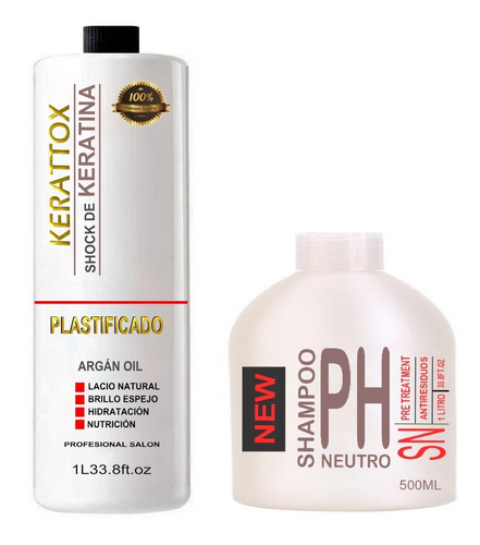 Shock De Keratina Profesional Plastificado 1 Litro + Shampoo