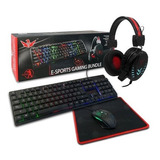 Combo Kit 4x1 Gamer Teclado + Mouse + Audifonos + Mouse Pad