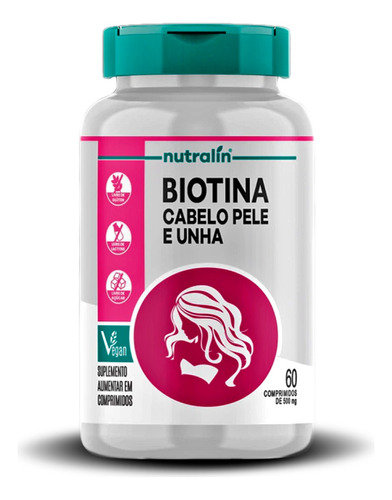 Biotina Nutralin Com Vitaminas P/ Cabelos, Unhas E Pele