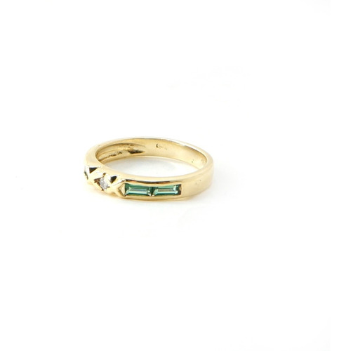 Anillo Oro 18k Con Diamante Y Turmalinas