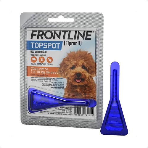 Front Line Topspot Cães 1 A 10kg - Antipulgas E Carrapatos