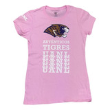 Playera Autenticos Tigres Uanl Rosa Dama Rostro Tigre