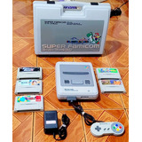 Super Famicon Na Maleta Completo + 5 Jogos Originais 