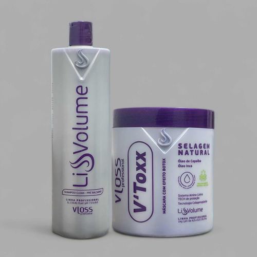 Kit Shampoo Clean Liss Volume + Masc V'toxx Selagem Natural