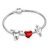 Pulsera Compatible Pandor Niño Niña Broche Corazon Amor 