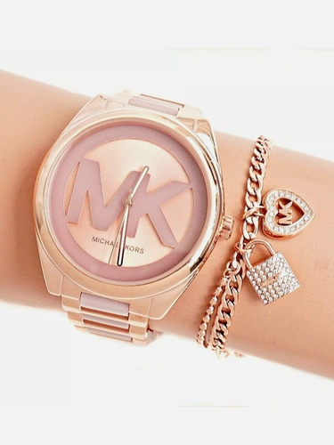 Reloj Michael Kors Mujer Original Rosa Fucsia Cristales 