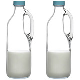 2 Botellas De Leche De Vidrio Transparente De 47 Oz Con Asa 