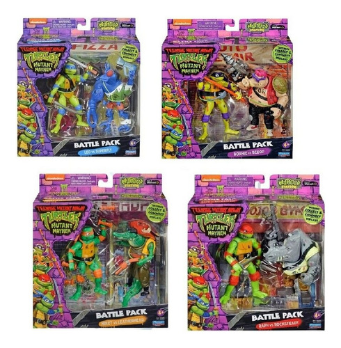 Tortugas Ninja Figura Articulada Con Villano Acce 4 Modelos