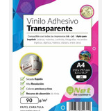 Papel Vinilo Adhesivo Transparente Imprimible Inkjet A4 20h