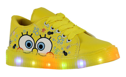 Tenis Bob Esponja Niño Niña  Luces Led Patricio Moda Cómodo