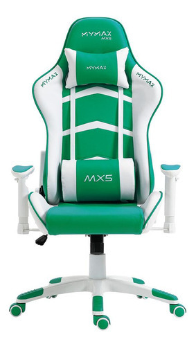 Cadeira Escritório Gamer Ergonômica Mymax Mx5 Branco/verde